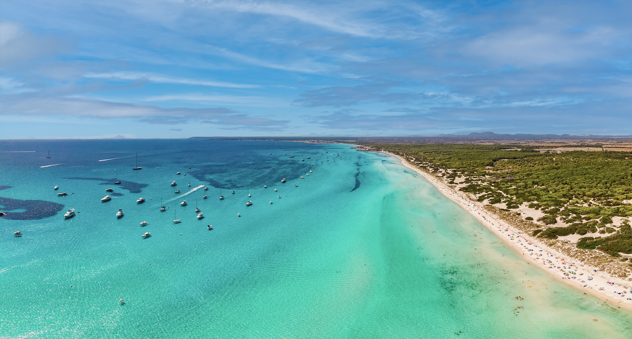 Aerial view of Es Trenc beach in Mallorca