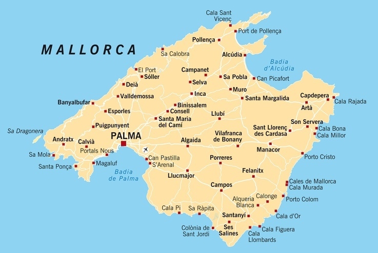 ᐅ Mallorca Karte (Map): Strände + Regionen der Insel Mallorca ☀